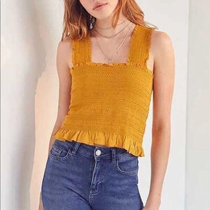 Urban Outfitters Women's XS Ecote Smocked Y-Back Tank Top